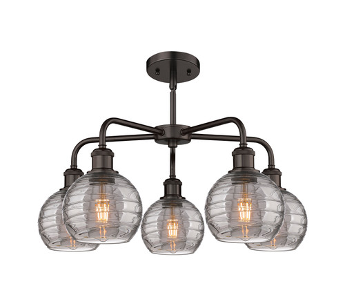INNOVATIONS 516-5CR-OB-G1213-6SM Athens Deco Swirl 5 23.875 inch Chandelier Oil Rubbed Bronze