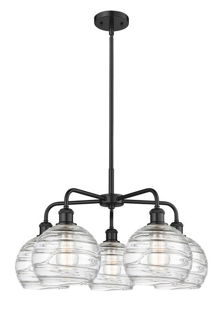 INNOVATIONS 516-5CR-BK-G1213-8 Athens Deco Swirl 5 26 inch Chandelier Matte Black