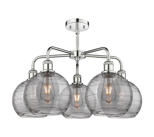 INNOVATIONS 516-5CR-PC-G1213-8SM Athens Deco Swirl 5 26 inch Chandelier Polished Chrome