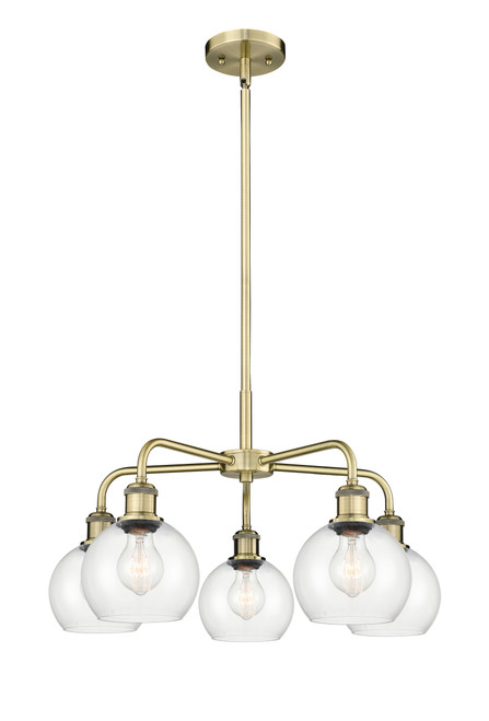 INNOVATIONS 516-5CR-AB-G122-6 Athens 5 24 inch Chandelier Antique Brass