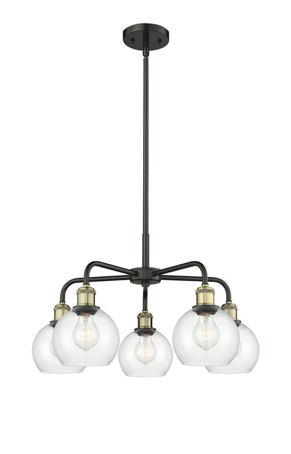 INNOVATIONS 516-5CR-BAB-G122-6 Athens 5 24 inch Chandelier Black Antique Brass