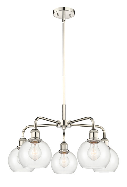 INNOVATIONS 516-5CR-PN-G122-6 Athens 5 24 inch Chandelier Polished Nickel