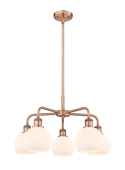 INNOVATIONS 516-5CR-AC-G121-6 Athens 5 24 inch Chandelier Antique Copper