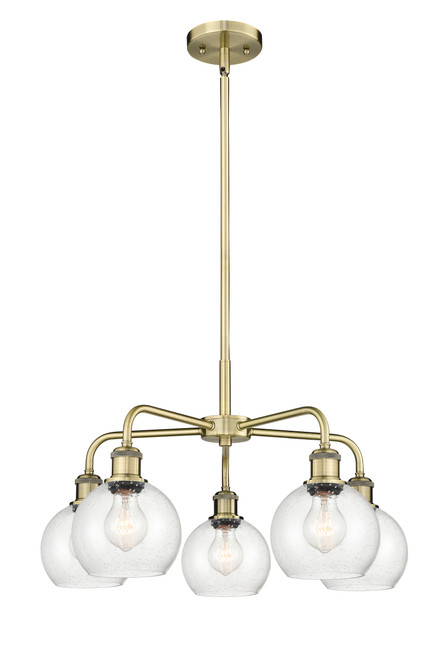 INNOVATIONS 516-5CR-AB-G124-6 Athens 5 24 inch Chandelier Antique Brass