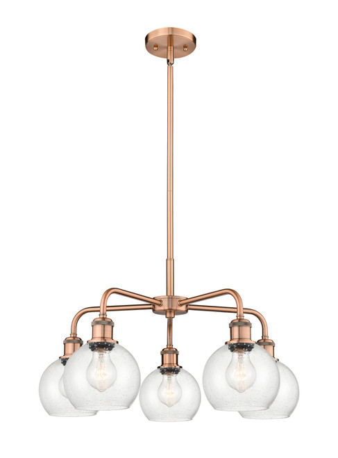 INNOVATIONS 516-5CR-AC-G124-6 Athens 5 24 inch Chandelier Antique Copper