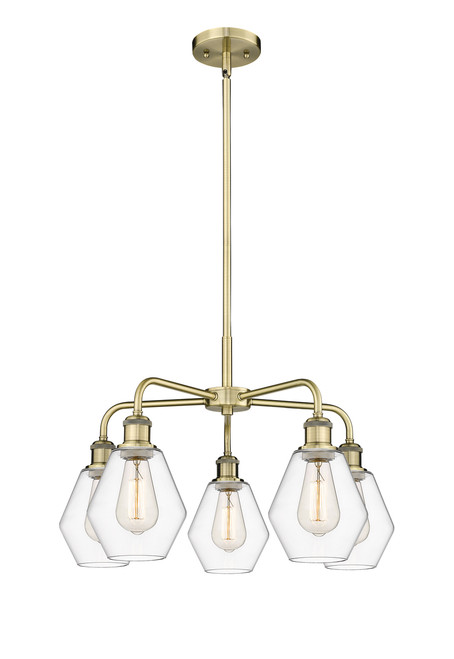 INNOVATIONS 516-5CR-AB-G652-6 Cindyrella 5 24 inch Chandelier Antique Brass