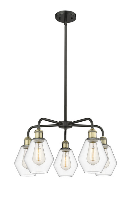 INNOVATIONS 516-5CR-BAB-G652-6 Cindyrella 5 24 inch Chandelier Black Antique Brass