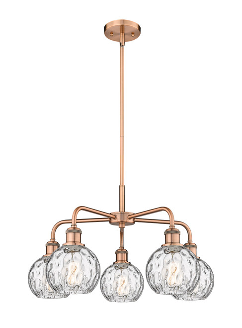 INNOVATIONS 516-5CR-AC-G1215-6 Athens Water Glass 5 23.875 inch Chandelier Antique Copper
