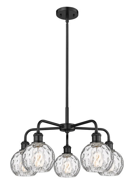 INNOVATIONS 516-5CR-BK-G1215-6 Athens Water Glass 5 23.875 inch Chandelier Matte Black