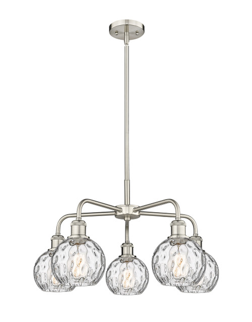 INNOVATIONS 516-5CR-SN-G1215-6 Athens Water Glass 5 23.875 inch Chandelier Satin Nickel