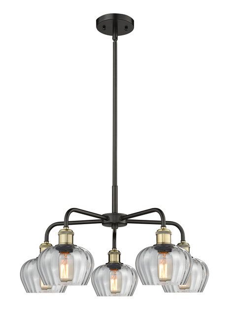 INNOVATIONS 516-5CR-BAB-G92 Fenton 5 24.5 inch Chandelier Black Antique Brass