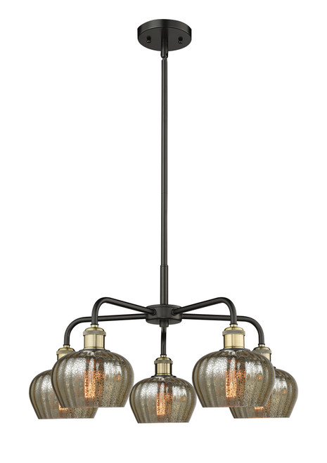 INNOVATIONS 516-5CR-BAB-G96 Fenton 5 24.5 inch Chandelier Black Antique Brass