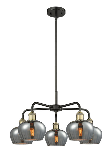 INNOVATIONS 516-5CR-BAB-G93 Fenton 5 24.5 inch Chandelier Black Antique Brass