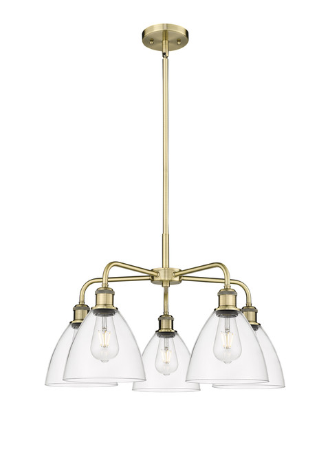 INNOVATIONS 516-5CR-AB-GBD-752 Bristol Glass 5 25.5 inch Chandelier Antique Brass