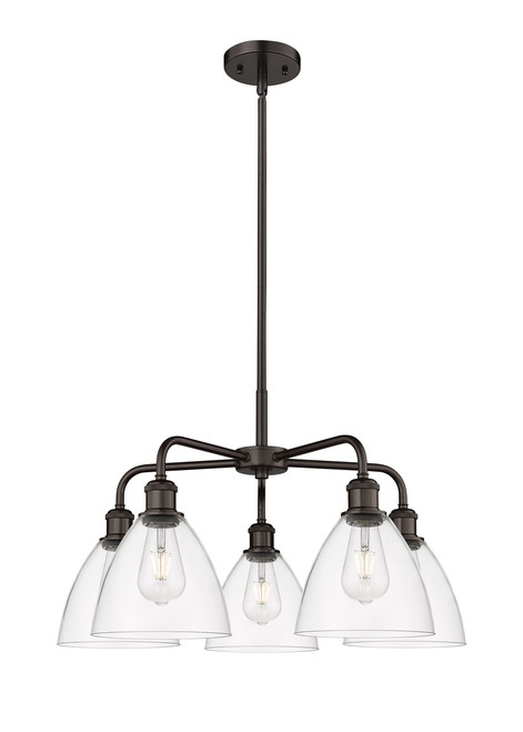 INNOVATIONS 516-5CR-OB-GBD-752 Bristol Glass 5 25.5 inch Chandelier Oil Rubbed Bronze