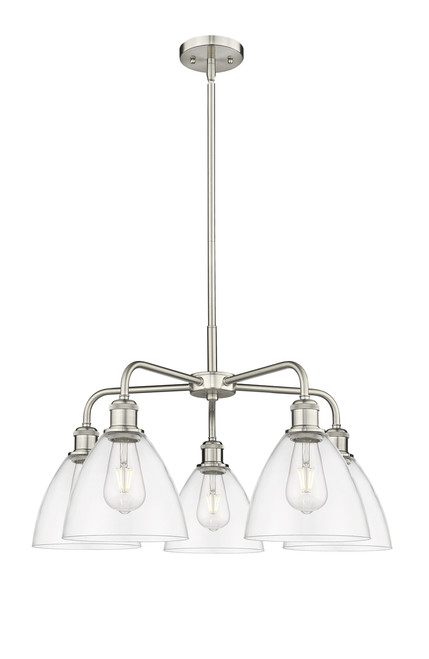 INNOVATIONS 516-5CR-SN-GBD-752 Bristol Glass 5 25.5 inch Chandelier Satin Nickel