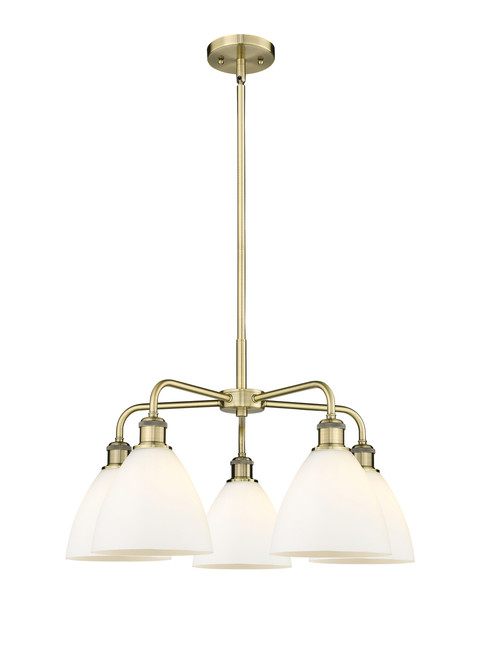 INNOVATIONS 516-5CR-AB-GBD-751 Bristol Glass 5 25.5 inch Chandelier Antique Brass