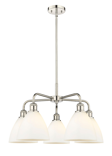 INNOVATIONS 516-5CR-PN-GBD-751 Bristol Glass 5 25.5 inch Chandelier Polished Nickel