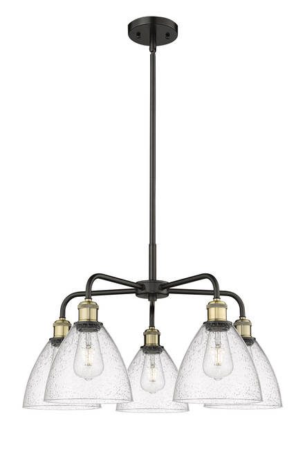 INNOVATIONS 516-5CR-BAB-GBD-754 Bristol Glass 5 25.5 inch Chandelier Black Antique Brass
