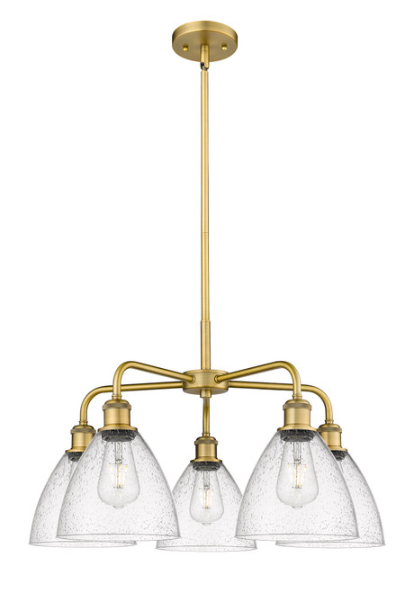 INNOVATIONS 516-5CR-BB-GBD-754 Bristol Glass 5 25.5 inch Chandelier Brushed Brass