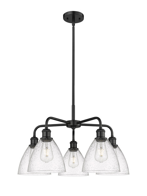 INNOVATIONS 516-5CR-BK-GBD-754 Bristol Glass 5 25.5 inch Chandelier Matte Black