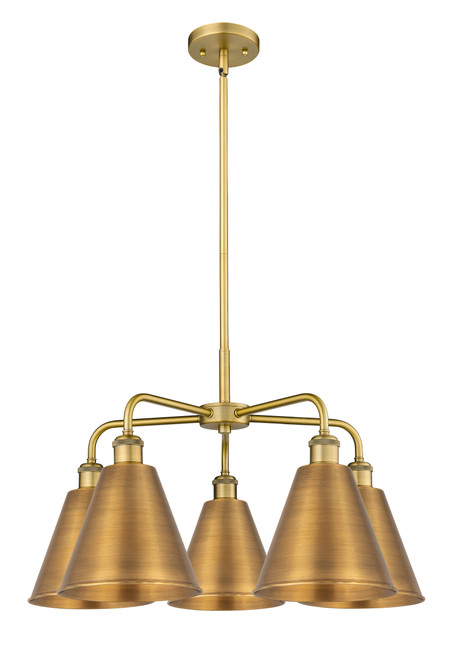 INNOVATIONS 516-5CR-BB-MBC-8-BB Ballston Cone 5 26 inch Chandelier Brushed Brass