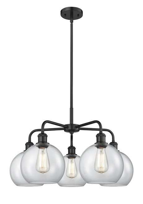 INNOVATIONS 516-5CR-BK-G122-8 Athens 5 26 inch Chandelier Matte Black
