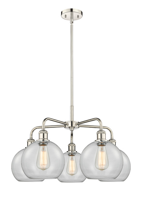 INNOVATIONS 516-5CR-PN-G122-8 Athens 5 26 inch Chandelier Polished Nickel