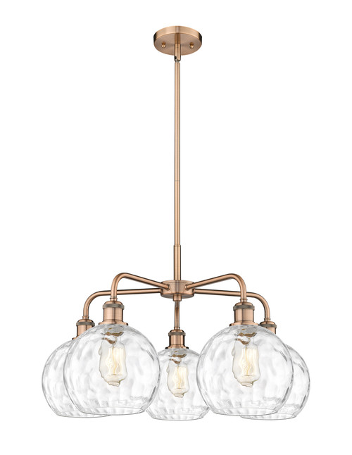 INNOVATIONS 516-5CR-AC-G1215-8 Athens Water Glass 5 26 inch Chandelier Antique Copper