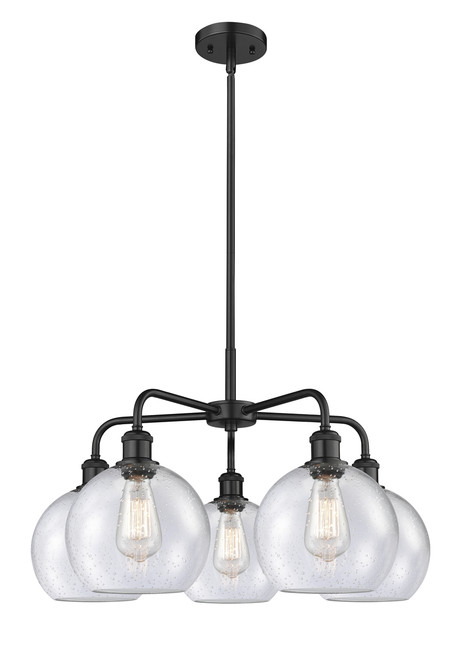 INNOVATIONS 516-5CR-BK-G124-8 Athens 5 26 inch Chandelier Matte Black