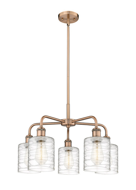 INNOVATIONS 516-5CR-AC-G1113 Cobbleskill 5 23 inch Chandelier Antique Copper