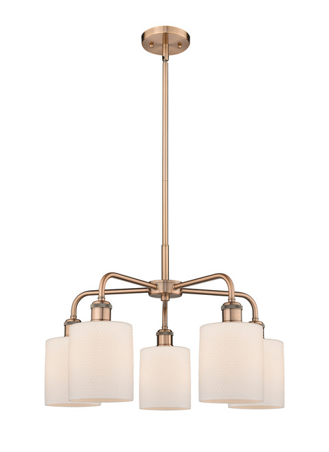 INNOVATIONS 516-5CR-AC-G111 Cobbleskill 5 23 inch Chandelier Antique Copper