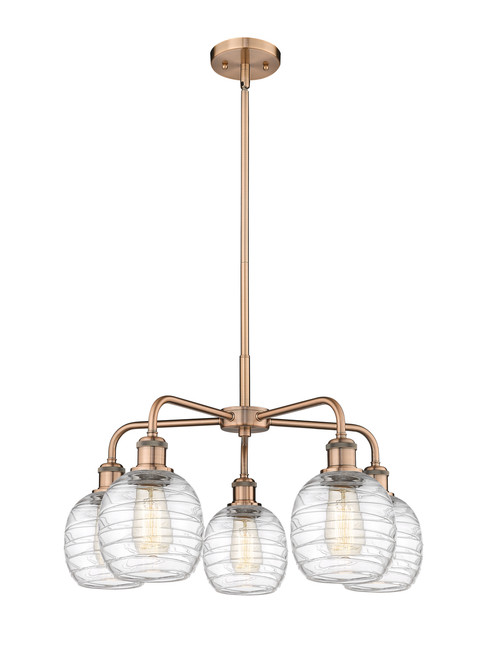 INNOVATIONS 516-5CR-AC-G1013 Belfast 5 24 inch Chandelier Antique Copper