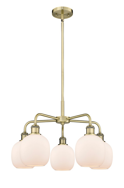 INNOVATIONS 516-5CR-AB-G101 Belfast 5 24 inch Chandelier Antique Brass