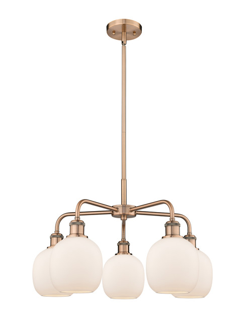 INNOVATIONS 516-5CR-AC-G101 Belfast 5 24 inch Chandelier Antique Copper