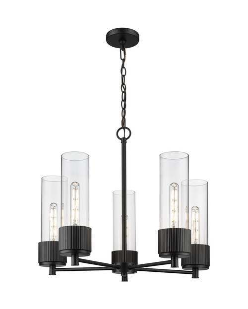 INNOVATIONS 428-5CR-BK-G428-12CL Bolivar 5 25 inch Chandelier Matte Black