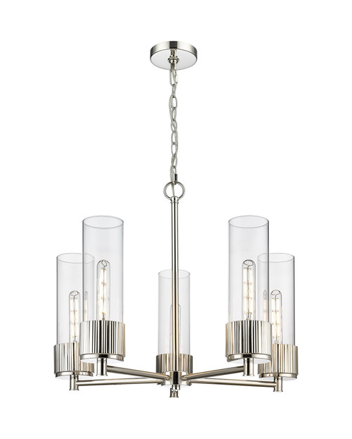 INNOVATIONS 428-5CR-PN-G428-12CL Bolivar 5 25 inch Chandelier Polished Nickel INNOVATIONS 428-5CR-PN-G428-12CL Bolivar 5 25 inch Chandelier Polished Nickel