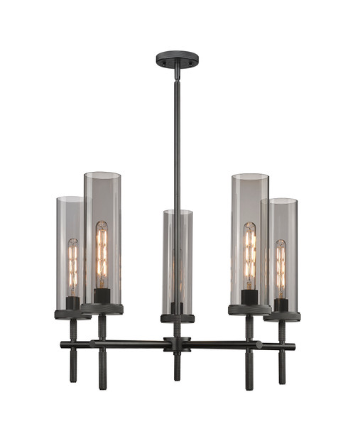 INNOVATIONS 471-5CR-BK-G471-12SM Lincoln 5 26.75 inch Chandelier Matte Black