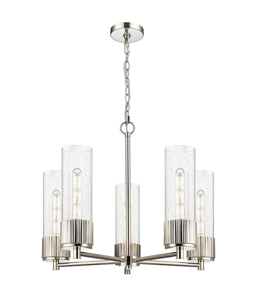 INNOVATIONS 428-5CR-PN-G428-12SDY Bolivar 5 25 inch Chandelier Polished Nickel INNOVATIONS 428-5CR-PN-G428-12SDY Bolivar 5 25 inch Chandelier Polished Nickel