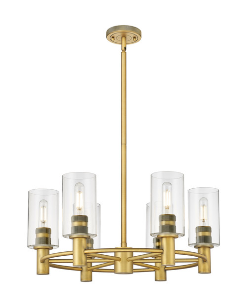 INNOVATIONS 434-6CR-BB-G434-7CL Crown Point 6 24 inch Chandelier Brushed Brass