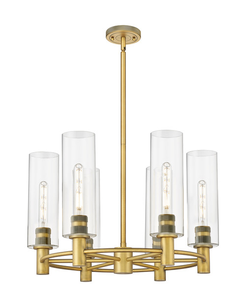 INNOVATIONS 434-6CR-BB-G434-12CL Crown Point 6 24 inch Chandelier Brushed Brass