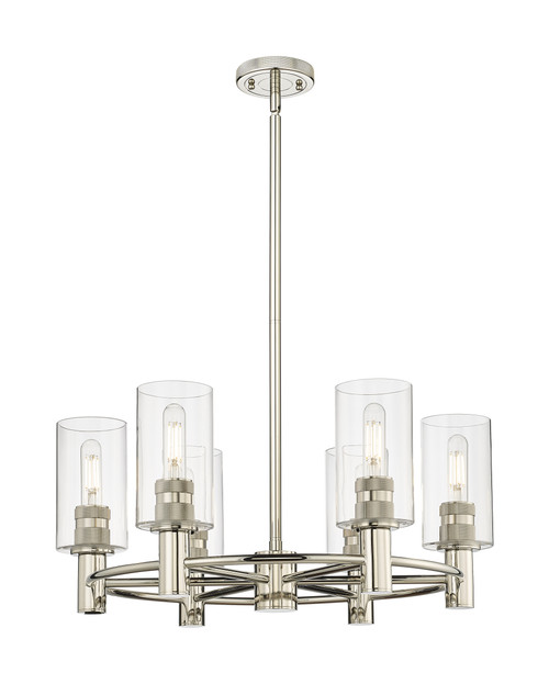 INNOVATIONS 434-6CR-PN-G434-7CL Crown Point 6 24 inch Chandelier Polished Nickel