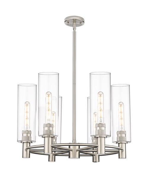 INNOVATIONS 434-6CR-PN-G434-12CL Crown Point 6 24 inch Chandelier Polished Nickel