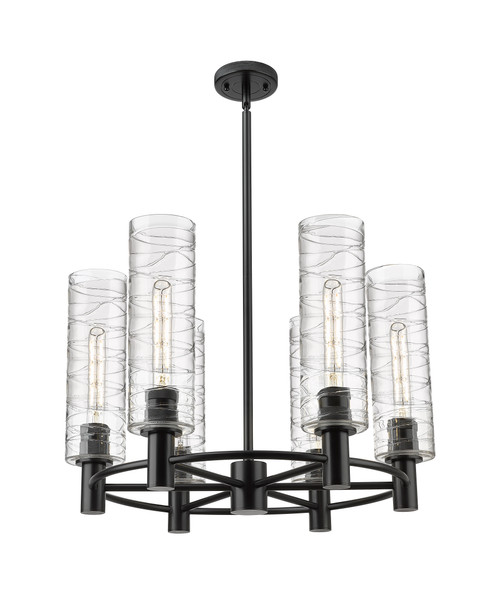 INNOVATIONS 434-6CR-BK-G434-12DE Crown Point 6 24 inch Chandelier Matte Black