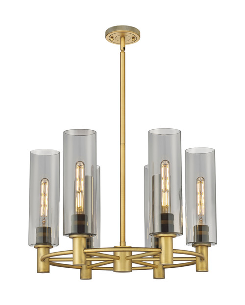 INNOVATIONS 434-6CR-BB-G434-12SM Crown Point 6 24 inch Chandelier Brushed Brass