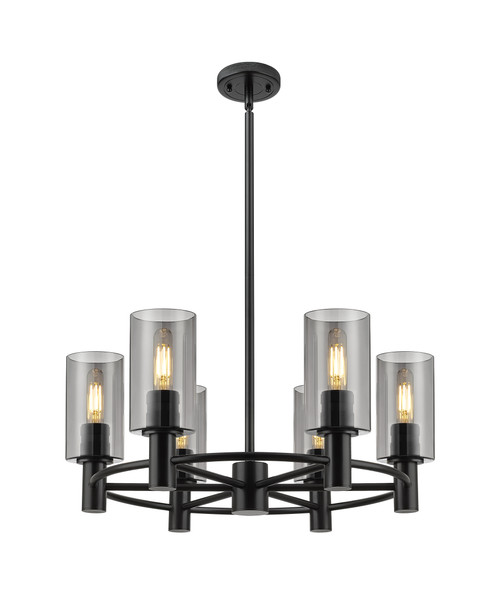 INNOVATIONS 434-6CR-BK-G434-7SM Crown Point 6 24 inch Chandelier Matte Black