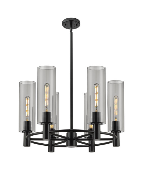 INNOVATIONS 434-6CR-BK-G434-12SM Crown Point 6 24 inch Chandelier Matte Black