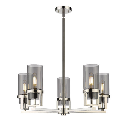 INNOVATIONS 426-5CR-PN-G426-8SM Utopia 5 24 inch Chandelier Polished Nickel