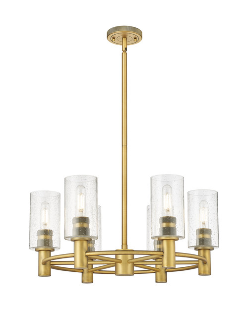 INNOVATIONS 434-6CR-BB-G434-7SDY Crown Point 6 24 inch Chandelier Brushed Brass