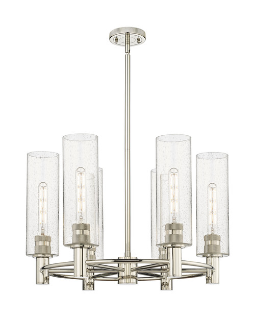INNOVATIONS 434-6CR-PN-G434-12SDY Crown Point 6 24 inch Chandelier Polished Nickel
